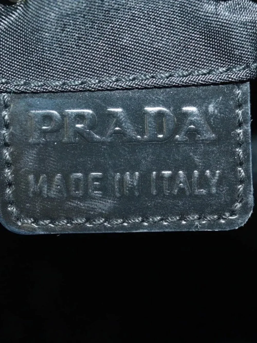 PRADA Drawstring Pouch Nylon Black Silver Auth 168451V